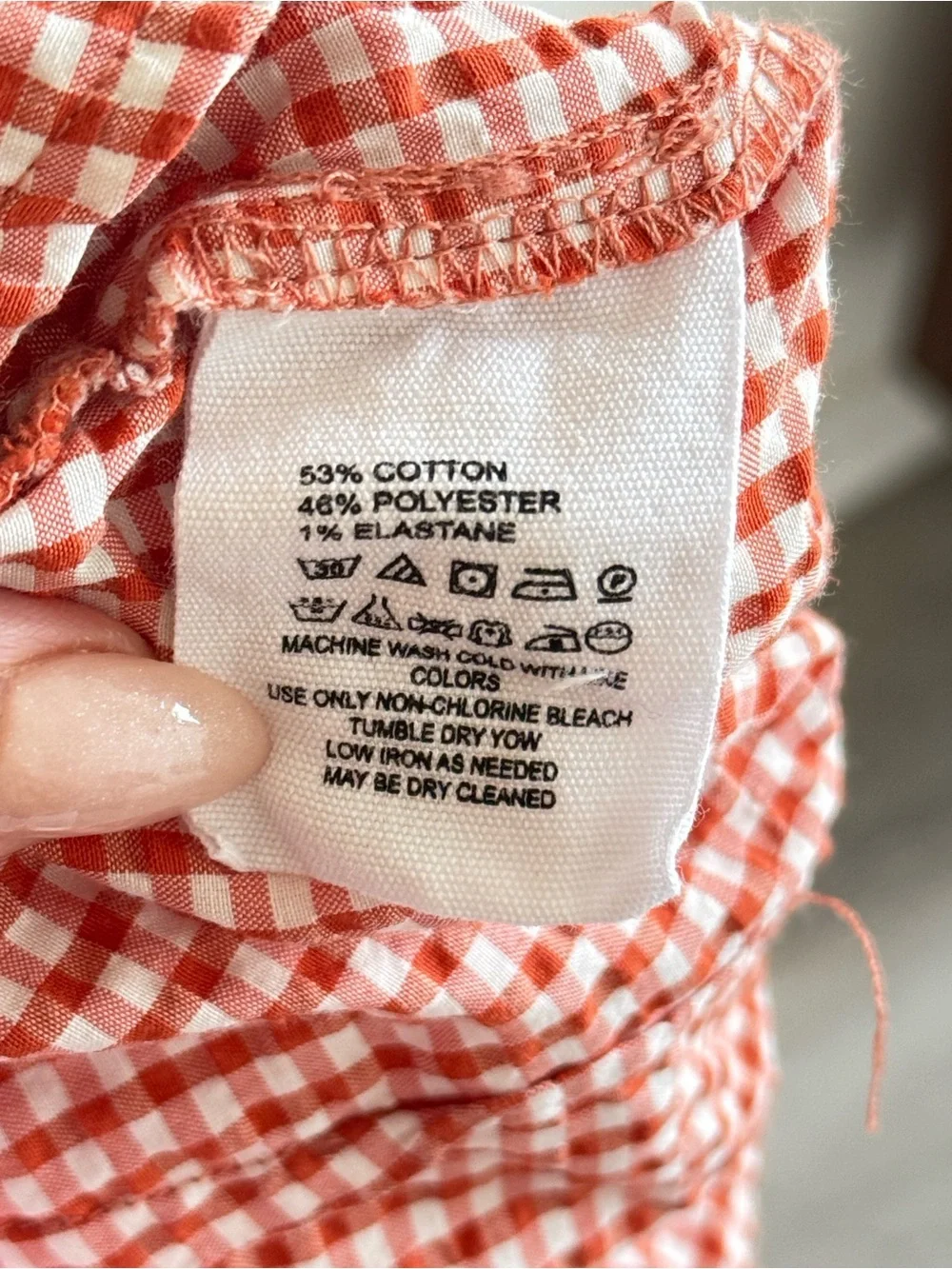 Free People Orange White Gingham Tie Waist Cropped Pants Size 2 Cottagecore